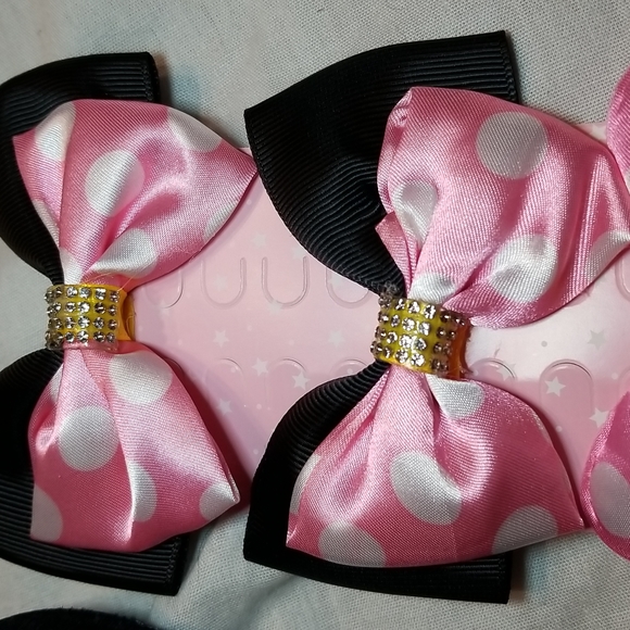 MOUSE EAR BLING LOT OF 7 HIGH QUALITY MOUSE EAR THEMED HAIR CLIPS BOWS SEQUINS - Picture 4 of 12